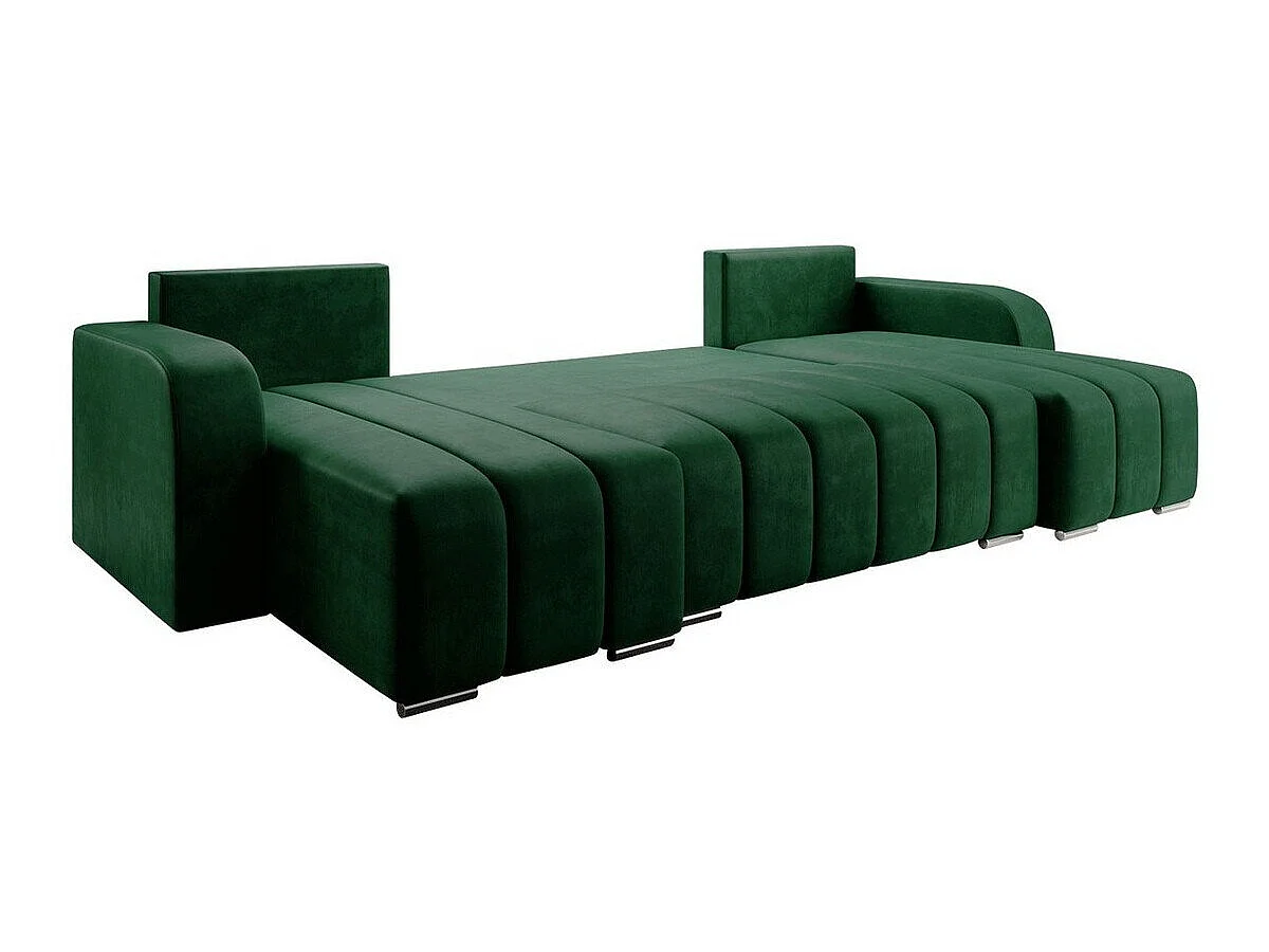 Canapé d'angle convertible 3 places en tissu vert MUNCIE