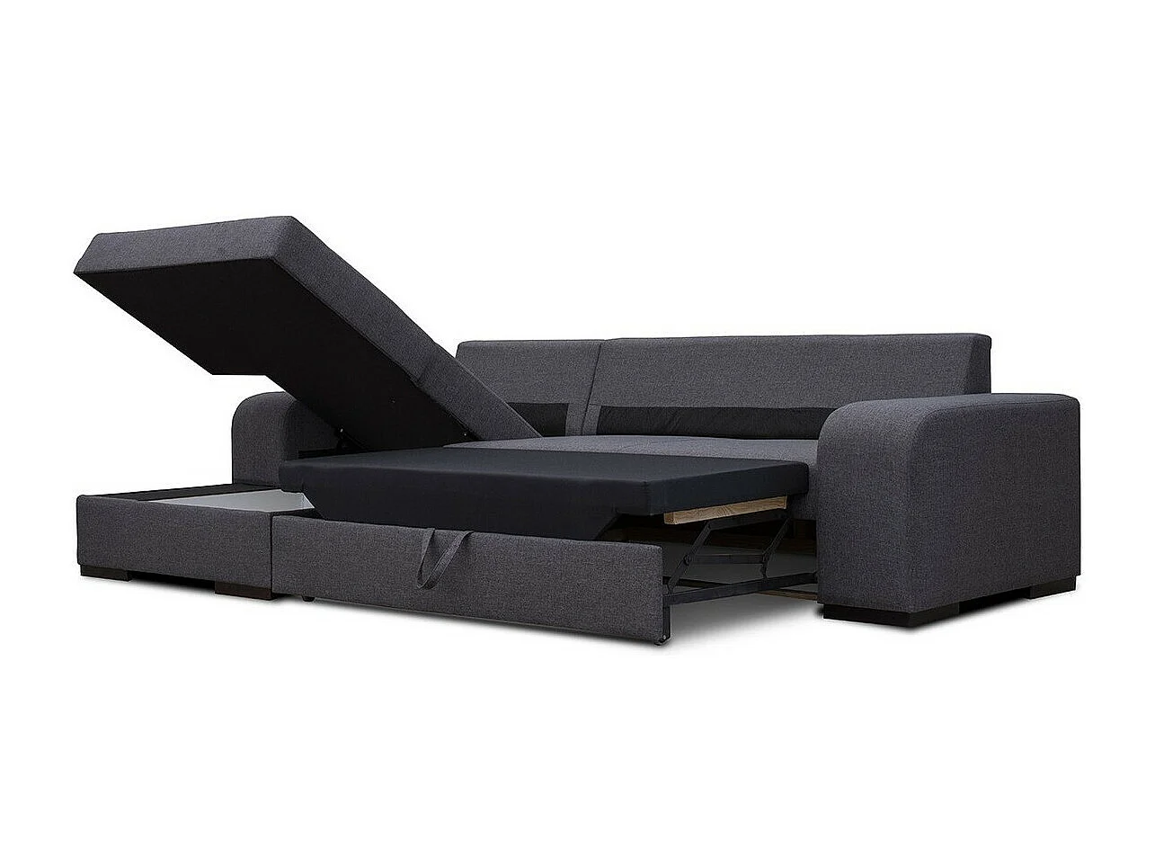 Sofá rinconero Kingsport 103, Gris, Función de descanso, Almacenaje, 285x165x90cm