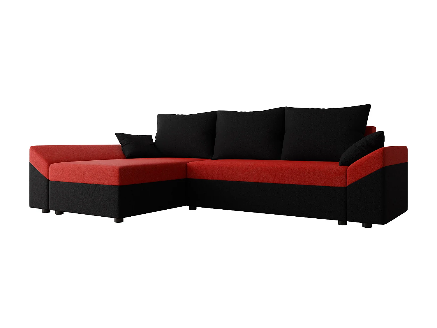 Canapé d'angle convertible 3 places en tissu noir MEMPHIS