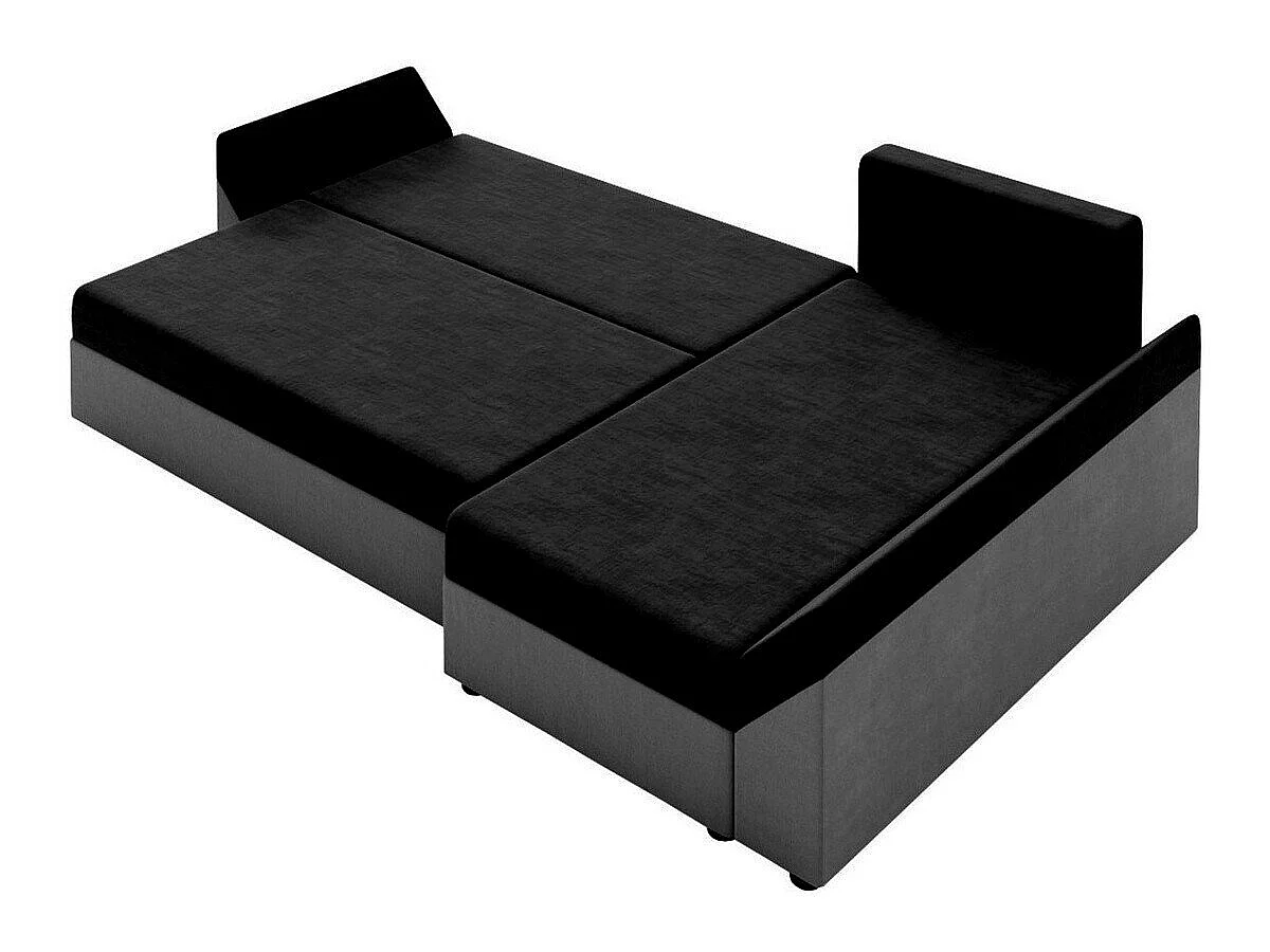 Canapé d'angle convertible 3 places en tissu noir MEMPHIS