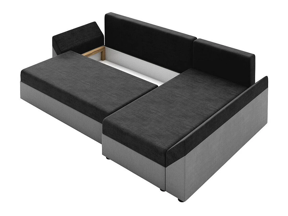 Canapé d'angle convertible 3 places en tissu noir MEMPHIS