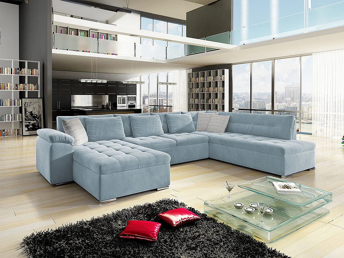 Canapé d'angle Comfivo Gemma II, Gris clair, Disponible, 348x205x76cm