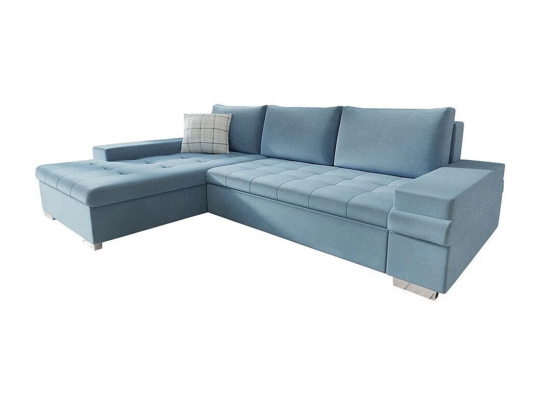 Sofá rinconero Comfivo 121, Azul, Función de descanso, Almacenaje, 274x182x83cm