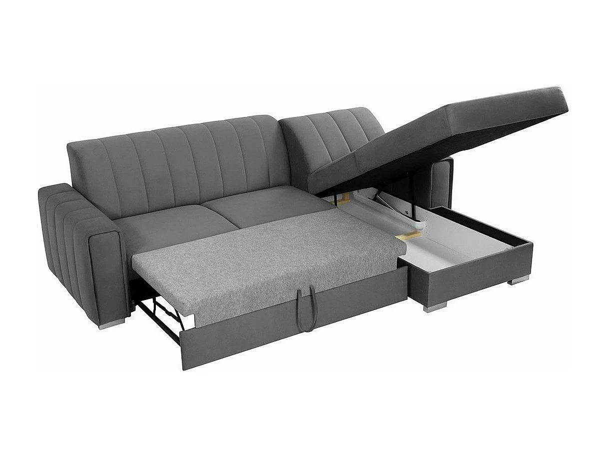 Sofá rinconero Columbus 166, Verde, Función de descanso, Almacenaje, 260x183x86cm