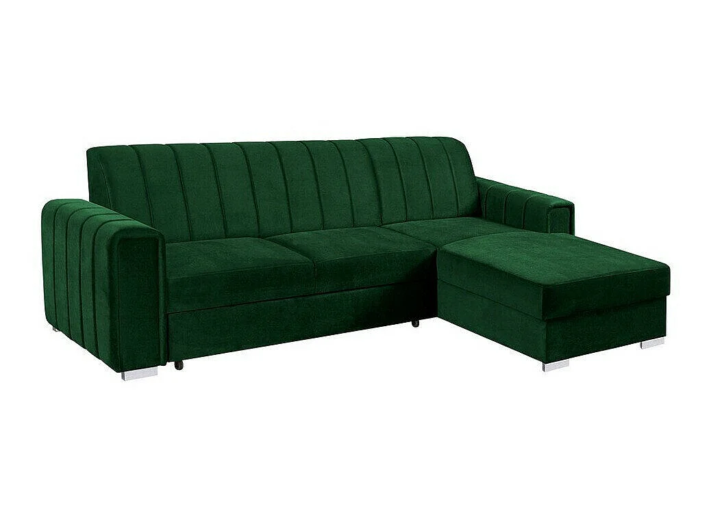 Canapé d'angle convertible 3 places en tissu vert COLUMBUS 260x183x86 cm