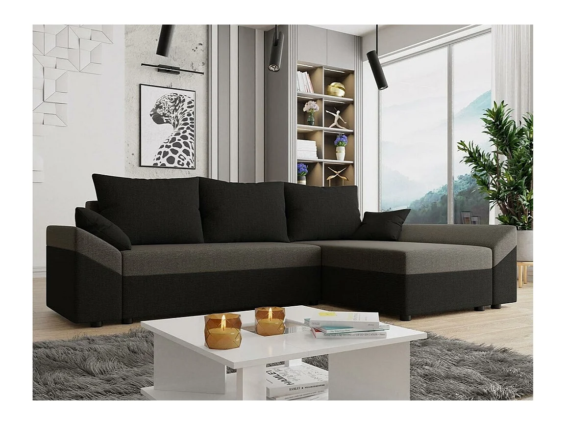 Sofá rinconero Memphis 130, Gris, Función de descanso, Almacenaje, 240x140x82cm