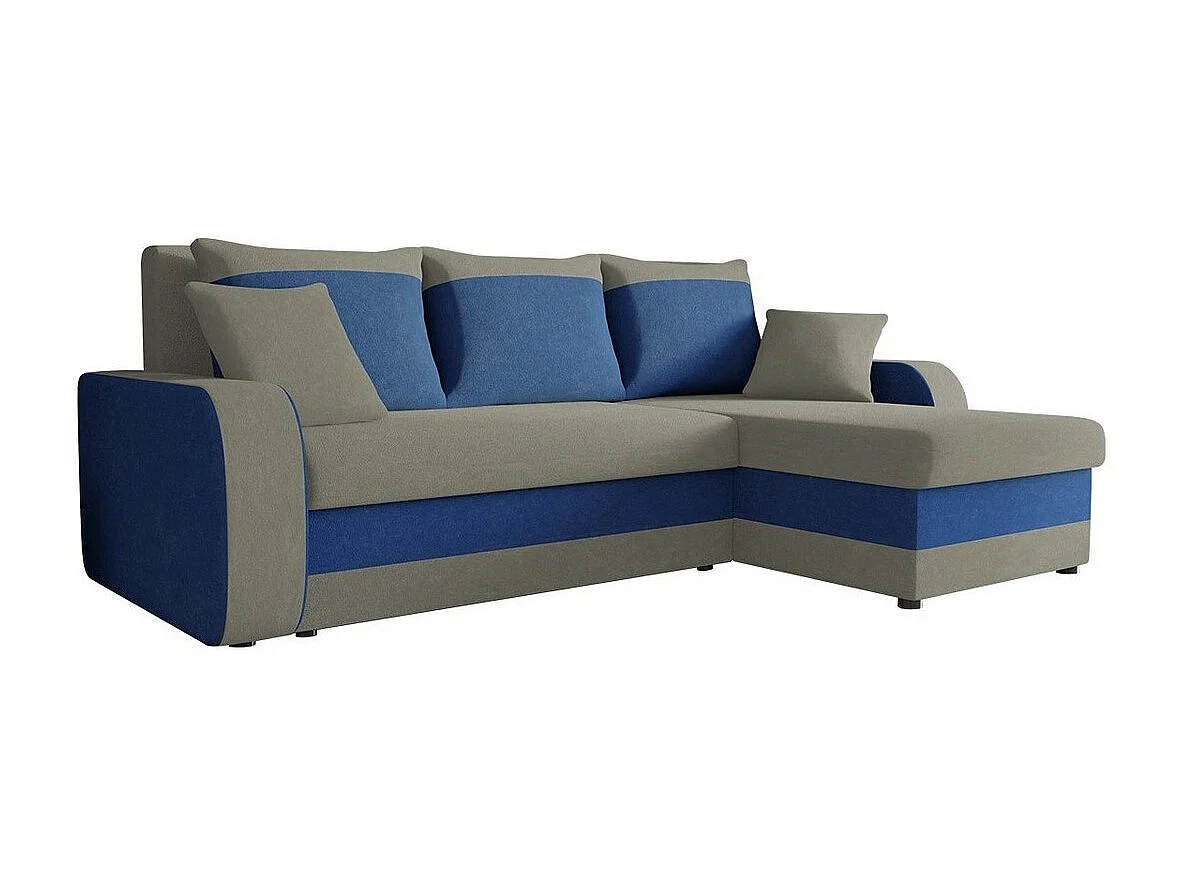 Canapé d'angle Comfivo 203, Bleu, Fonction de couchage, Boîte de literie, 238x147x80cm