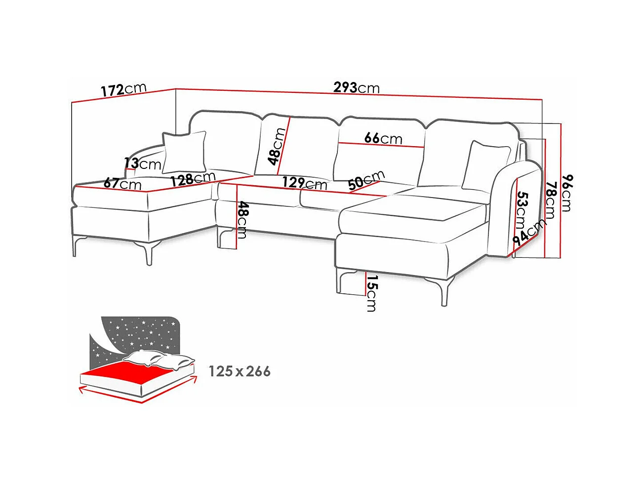 Canapé d'angle Torlua 104, Rose, Fonction de couchage, Boîte de literie, 293x172x96cm