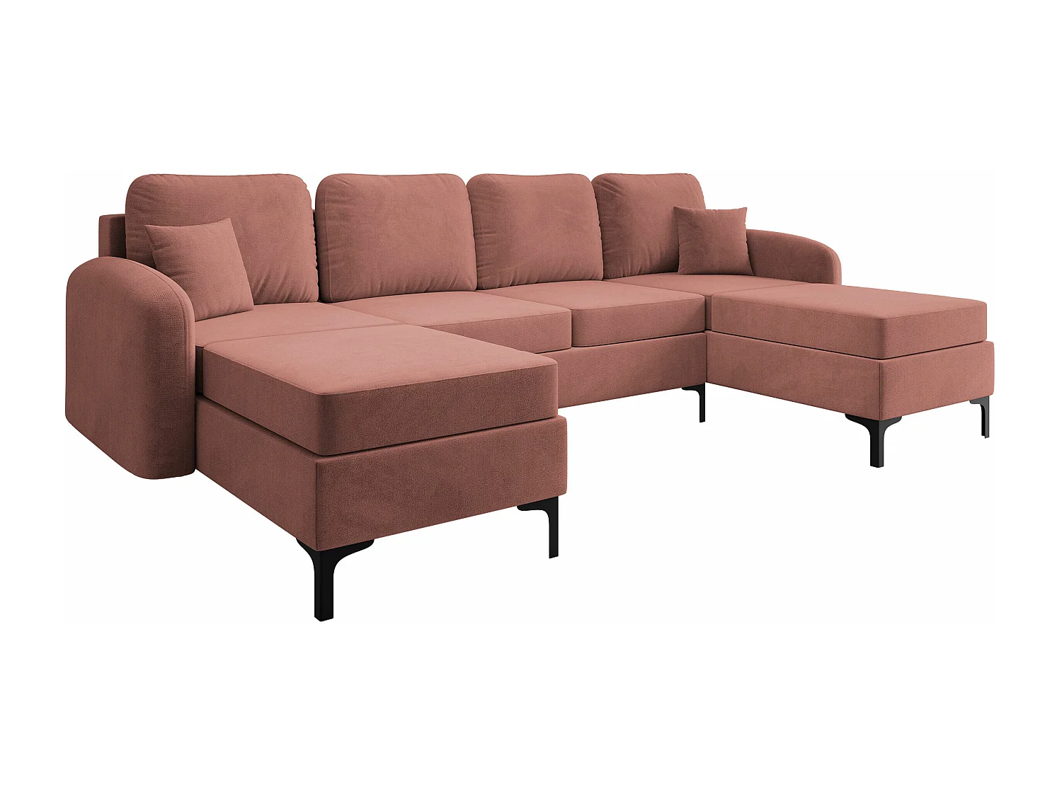 Sofá rinconero Torlua 104, Rosa, Función de descanso, Almacenaje, 293x172x96cm