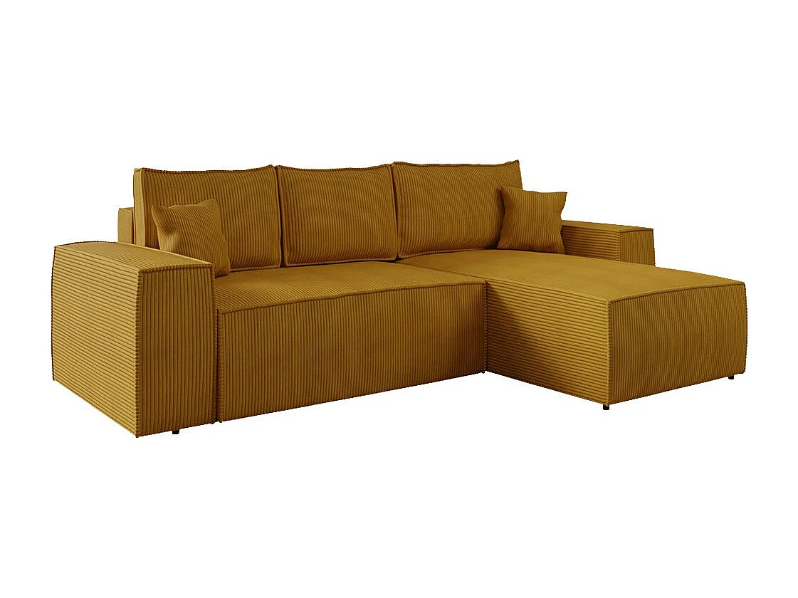 Divano angolare Clovis 108, Giallo, Con, 279x174x94cm