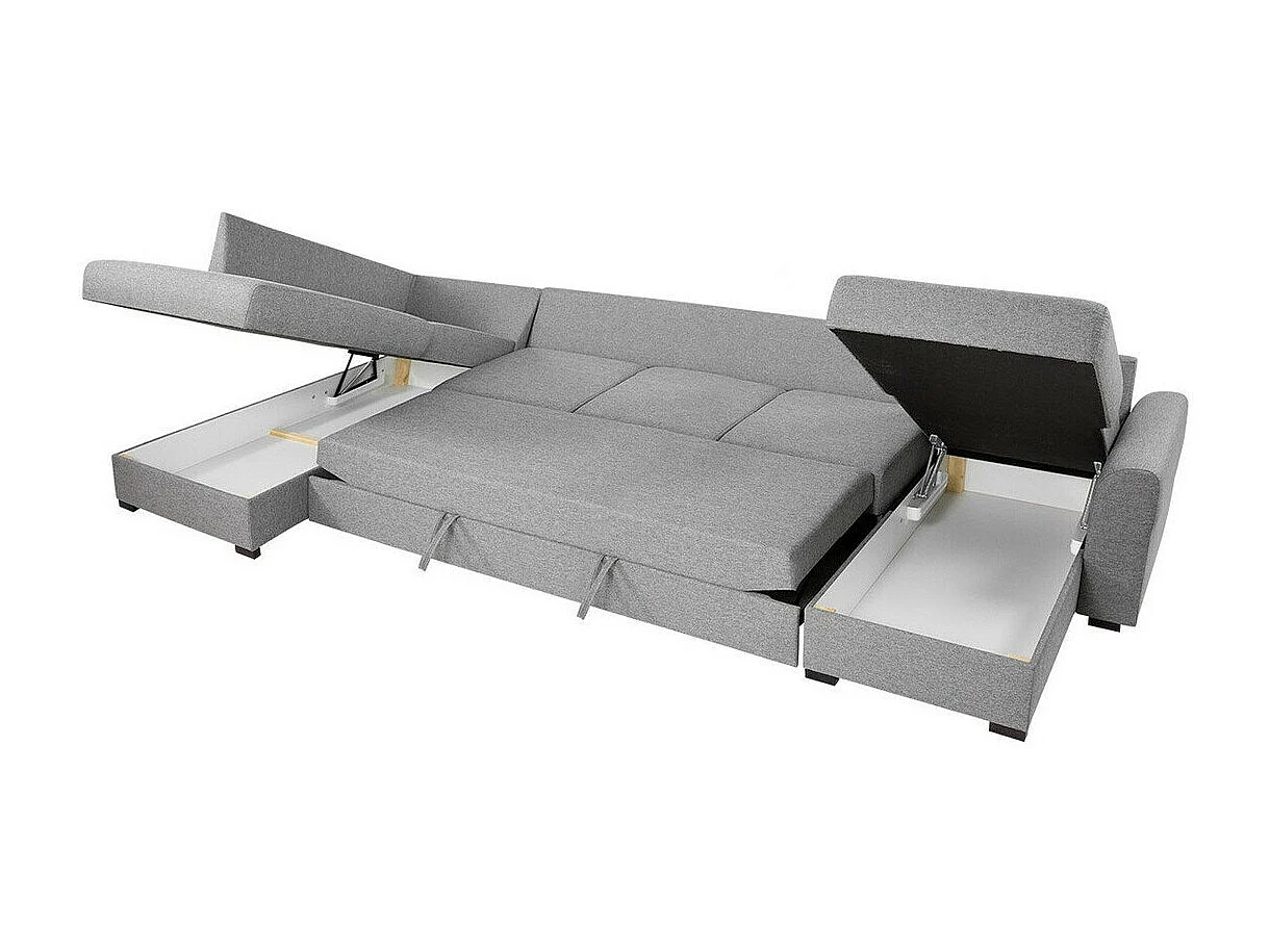 Sofá rinconero Comfivo 191, Azul, Función de descanso, Almacenaje, 370x186x85cm