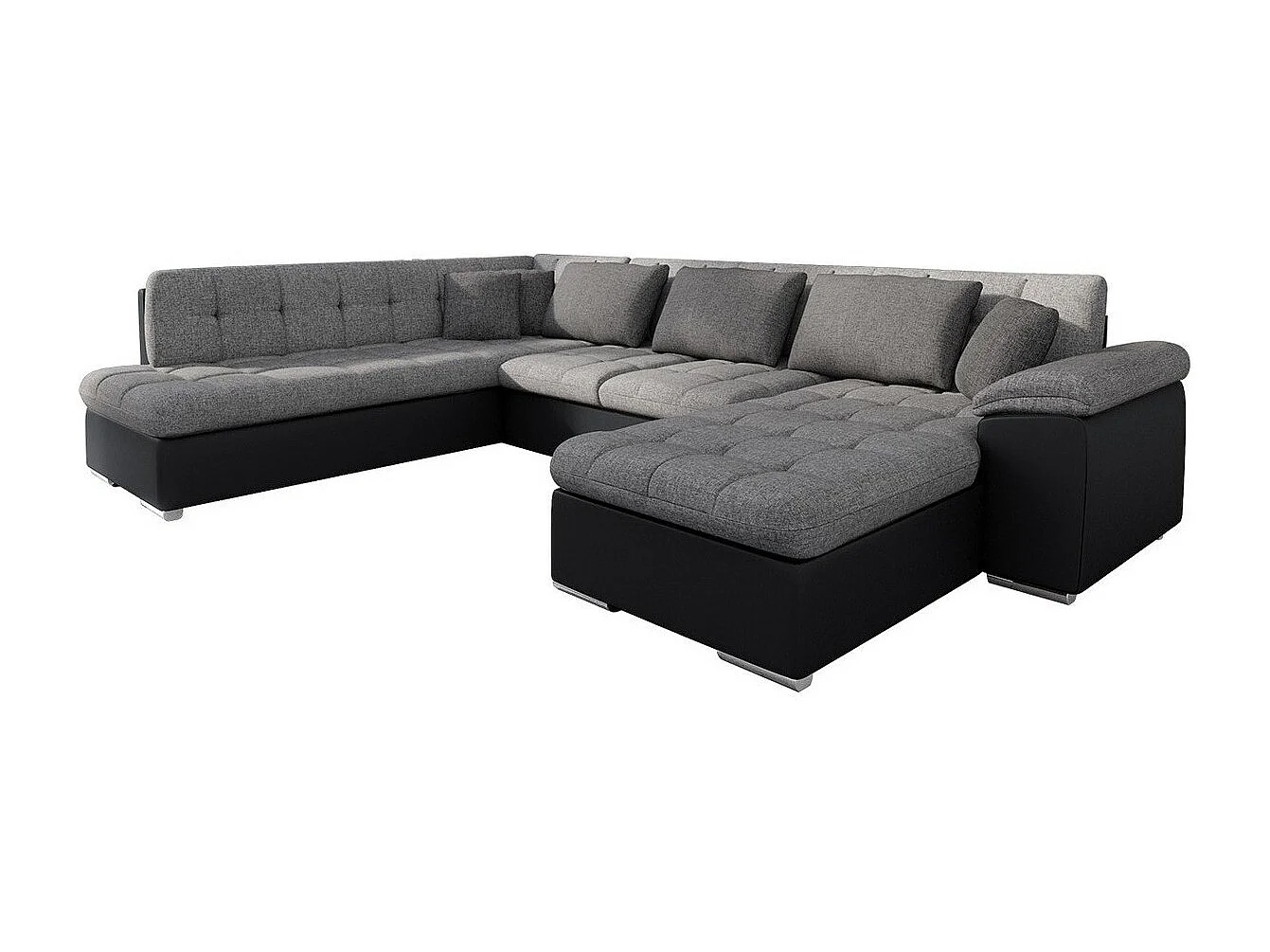 Sofá rinconero Comfivo 141, Gris, Función de descanso, Almacenaje, 348x205x76cm