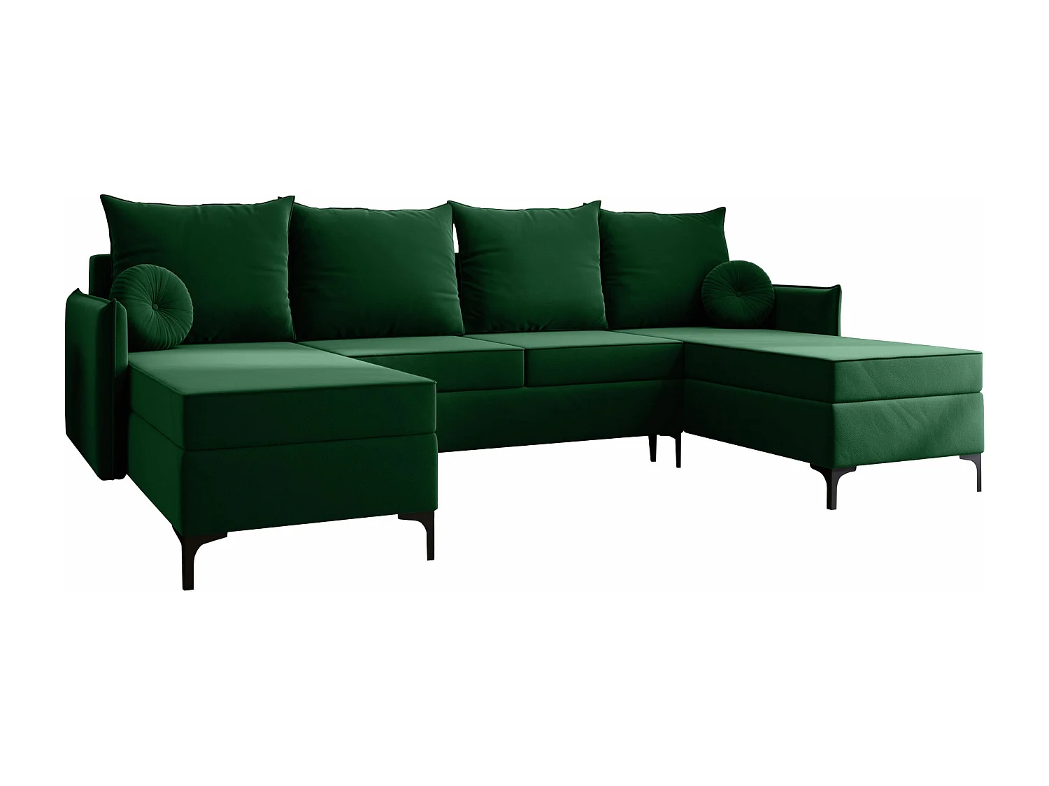 Canapé d'angle Clovis 111, Vert, Fonction de couchage, Boîte de literie, 281x168x101cm