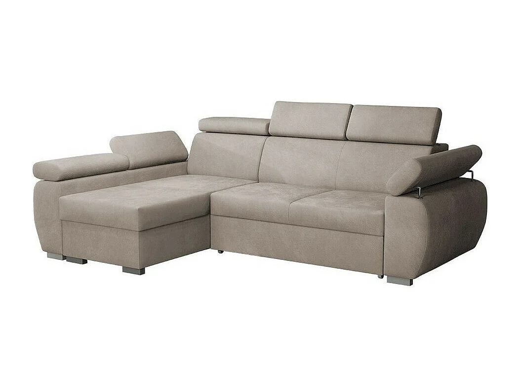 Sofá rinconero Columbus 132, De color marrón claro, Función de descanso, Almacenaje, 85cm