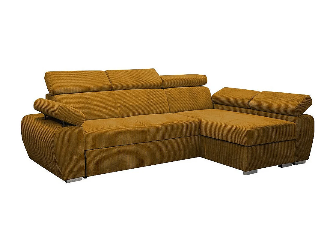 Sofá rinconero Columbus 192, Amarillo, Función de descanso, Almacenaje, 255x170x85cm