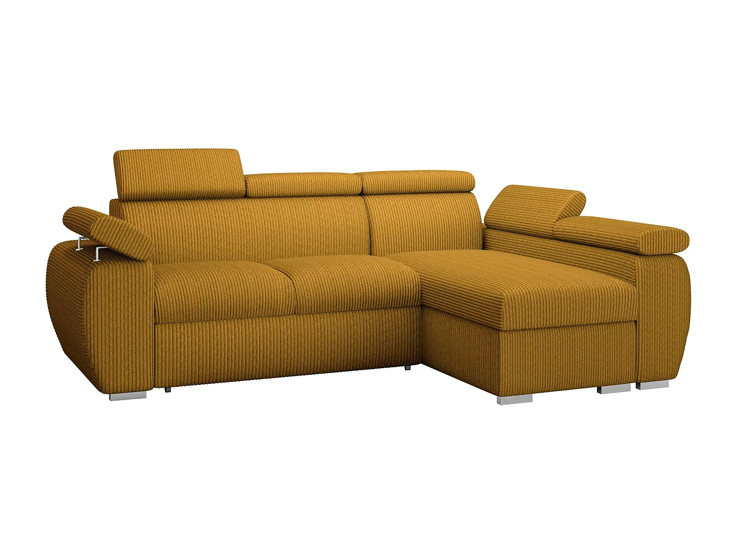 Sofá rinconero Columbus 192, Amarillo, Función de descanso, Almacenaje, 255x170x85cm