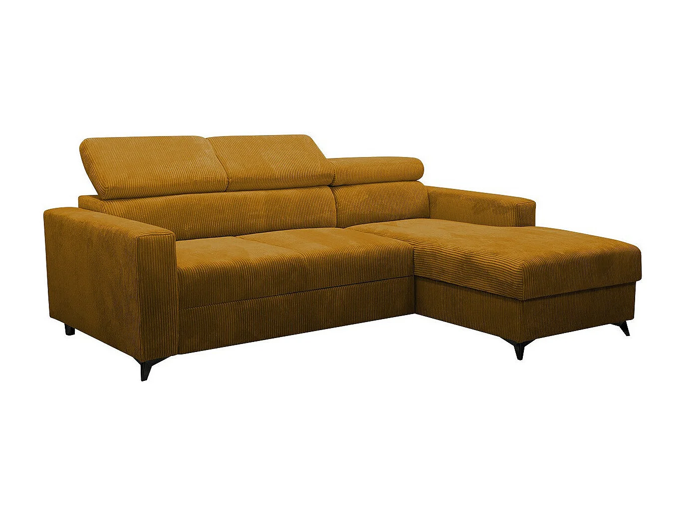 Sofá rinconero Columbus 191, Amarillo, Función de descanso, Almacenaje, 236x172x82cm