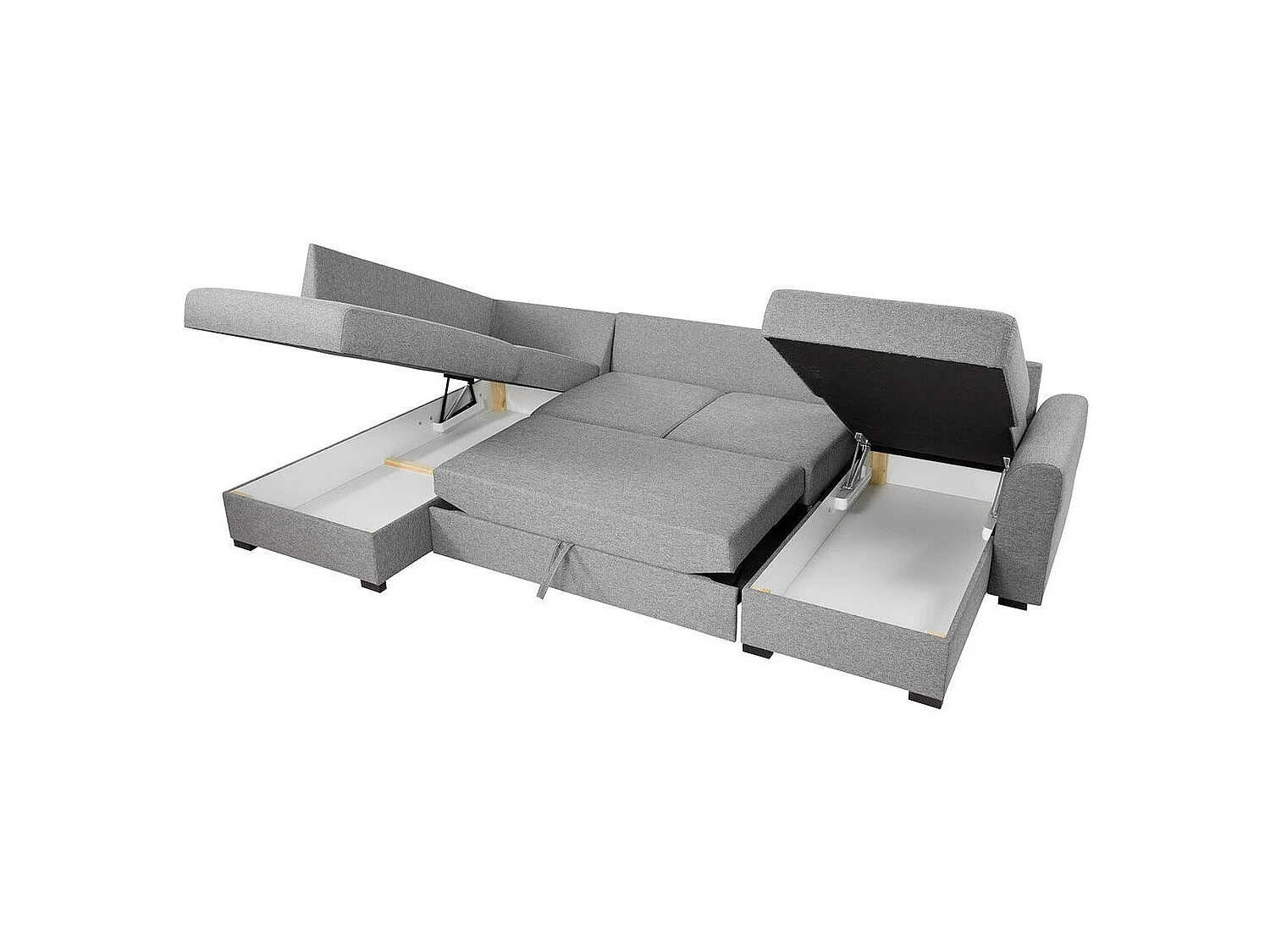 Canapé d'angle Comfivo 189, Brun clair, Fonction de couchage, Boîte de literie, 305x188cm