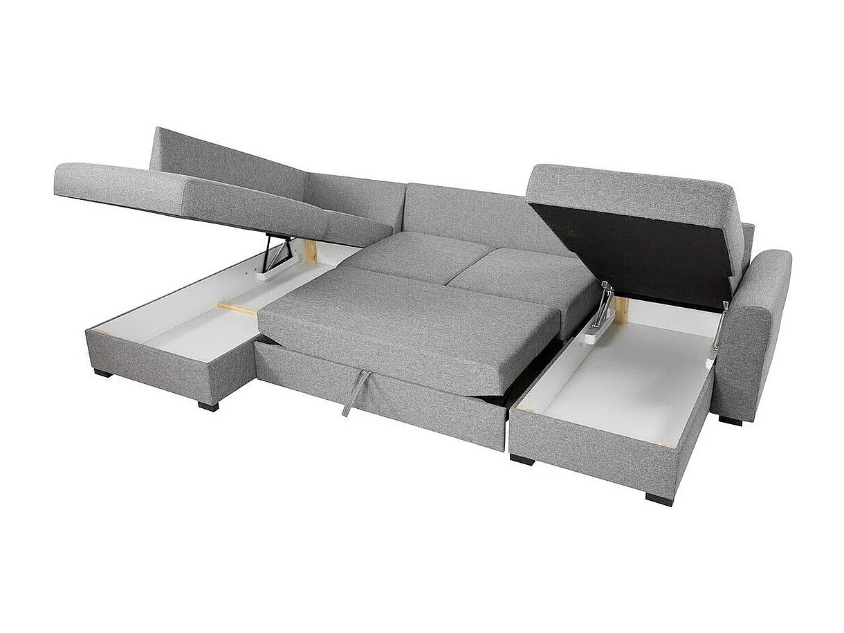 Canapé d'angle Comfivo 189, Brun clair, Fonction de couchage, Boîte de literie, 305x188cm