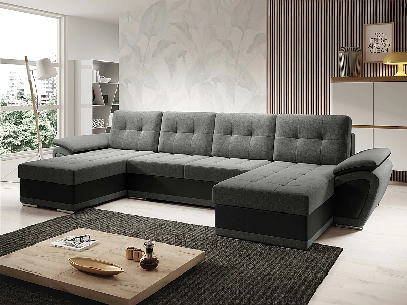 Canapé d'angle Arvada 115, Gris, Fonction de couchage, Boîte de literie, 336x157x97cm