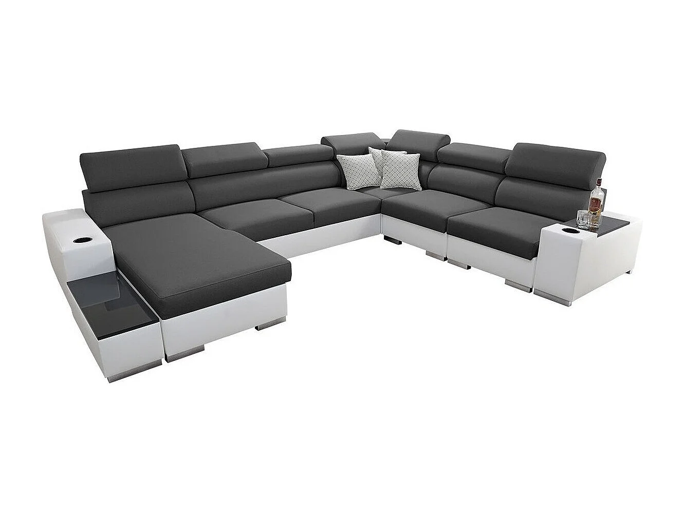 Divano angolare Pearland 105, Grigio, Con, 358x282x80cm