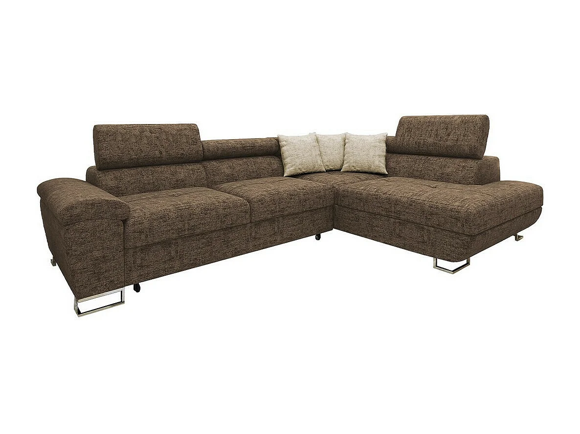 Sofá rinconero Comfivo 166, Marrón, Función de descanso, Almacenaje, 270x202x71cm