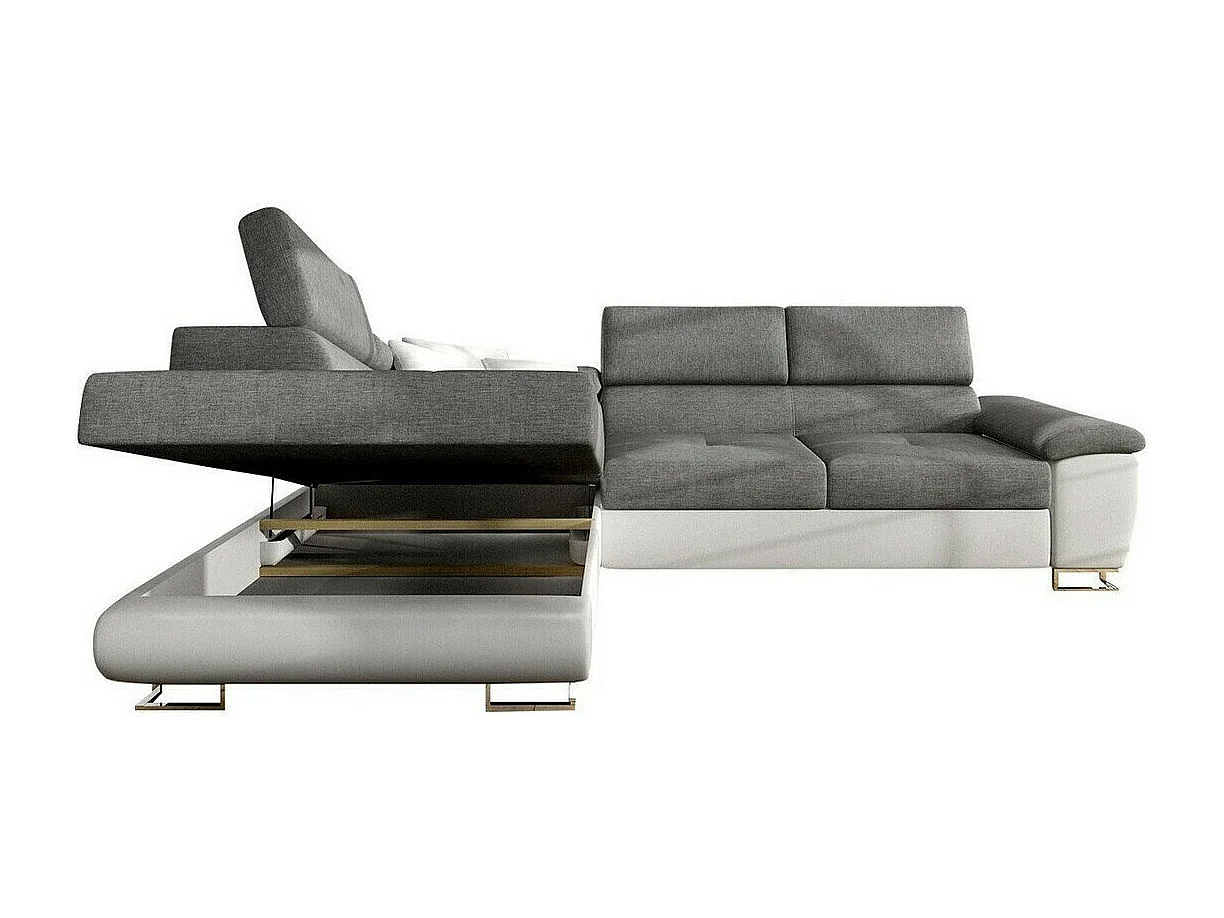 Sofá rinconero Comfivo 166, Marrón, Función de descanso, Almacenaje, 270x202x71cm