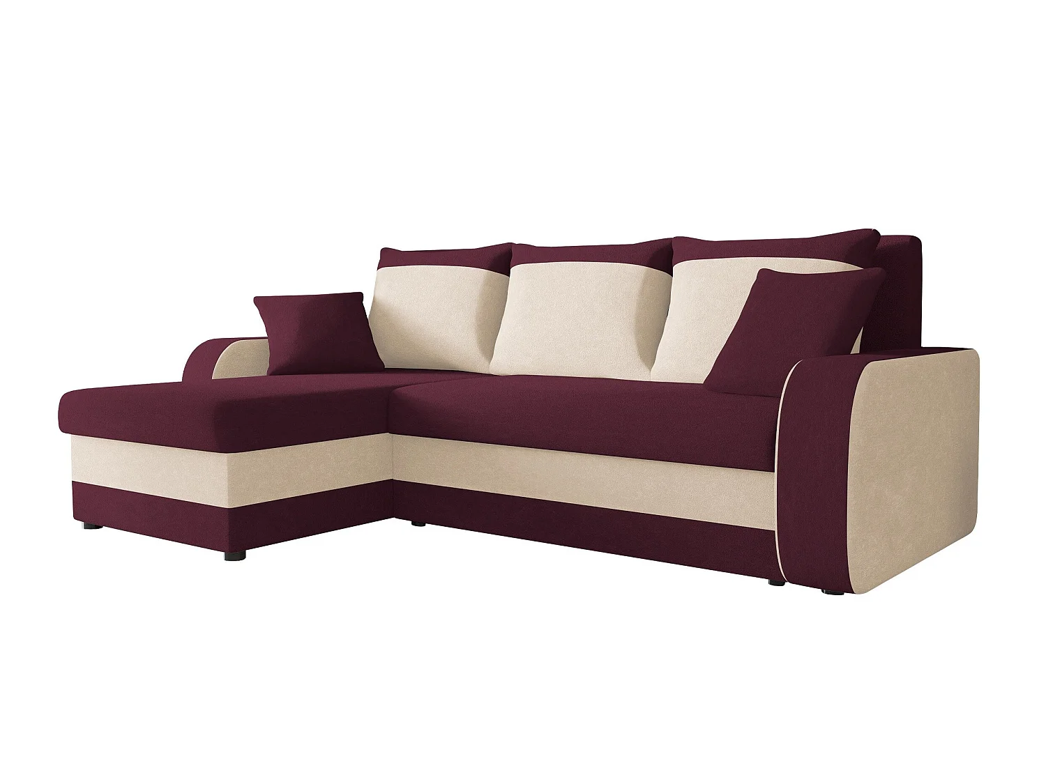 Canapé d'angle convertible 3 places en tissu violet