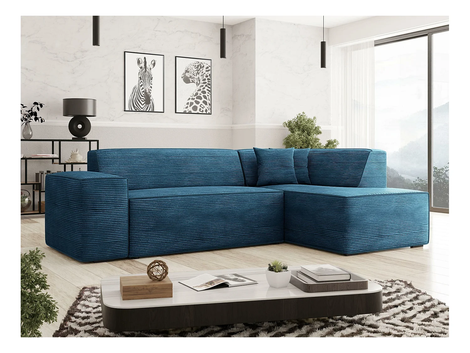 Divano angolare Comfivo 289, Turchese, Senza, 267x205x73cm