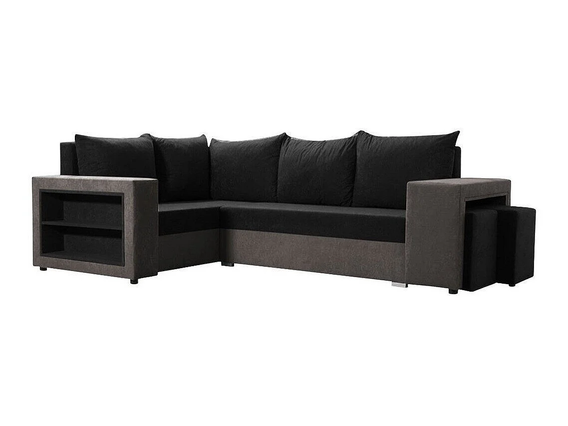 Sofá rinconero Muncie 103, Negro, Función de descanso, Almacenaje