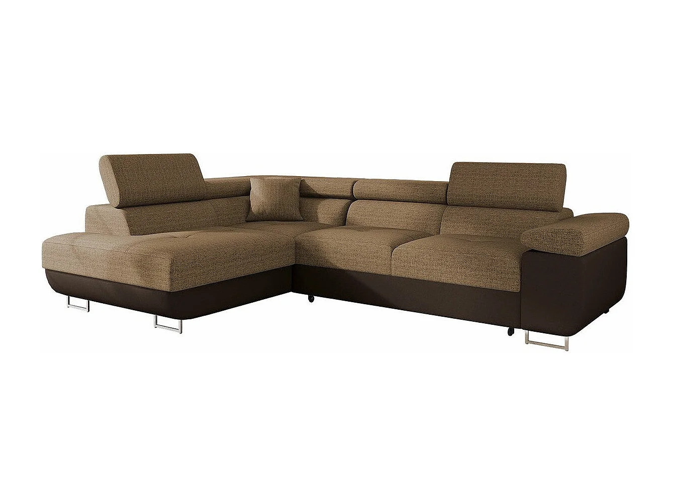 Sofá rinconero Comfivo Eliferu 100, Marrón, Función de descanso, Almacenaje, 274x203x70cm