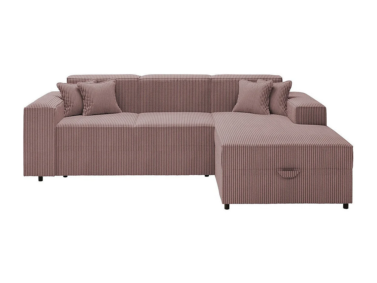 Canapé d'angle Clovis 116, Rose, Fonction de couchage, Boîte de literie, 253x166x79cm
