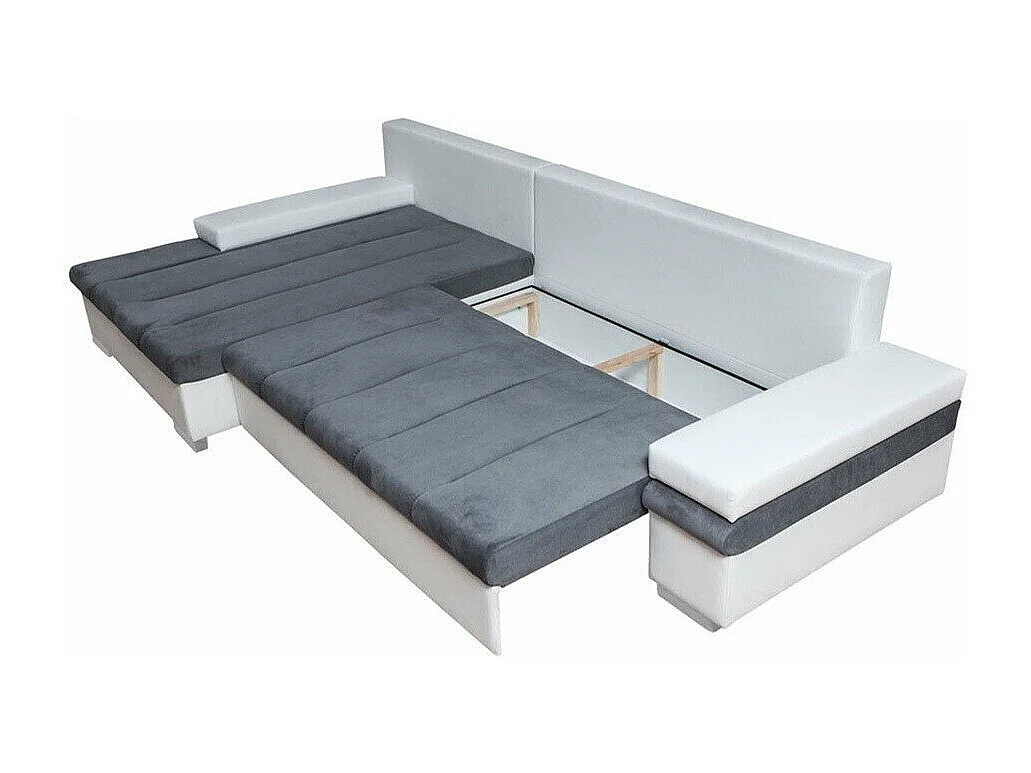 Sofá rinconero Comfivo 169, Azul, Función de descanso, Almacenaje, 310x175x83cm