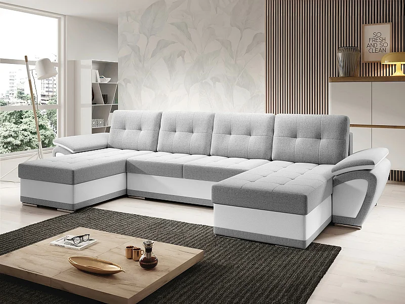 Sofá rinconero Arvada 115, Gris, Función de descanso, Almacenaje, 336x157x97cm