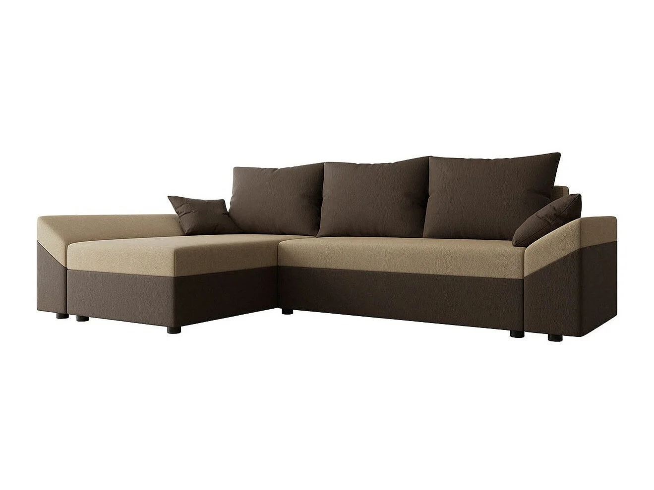 Canapé d'angle convertible 3 places en tissu brun MEMPHIS