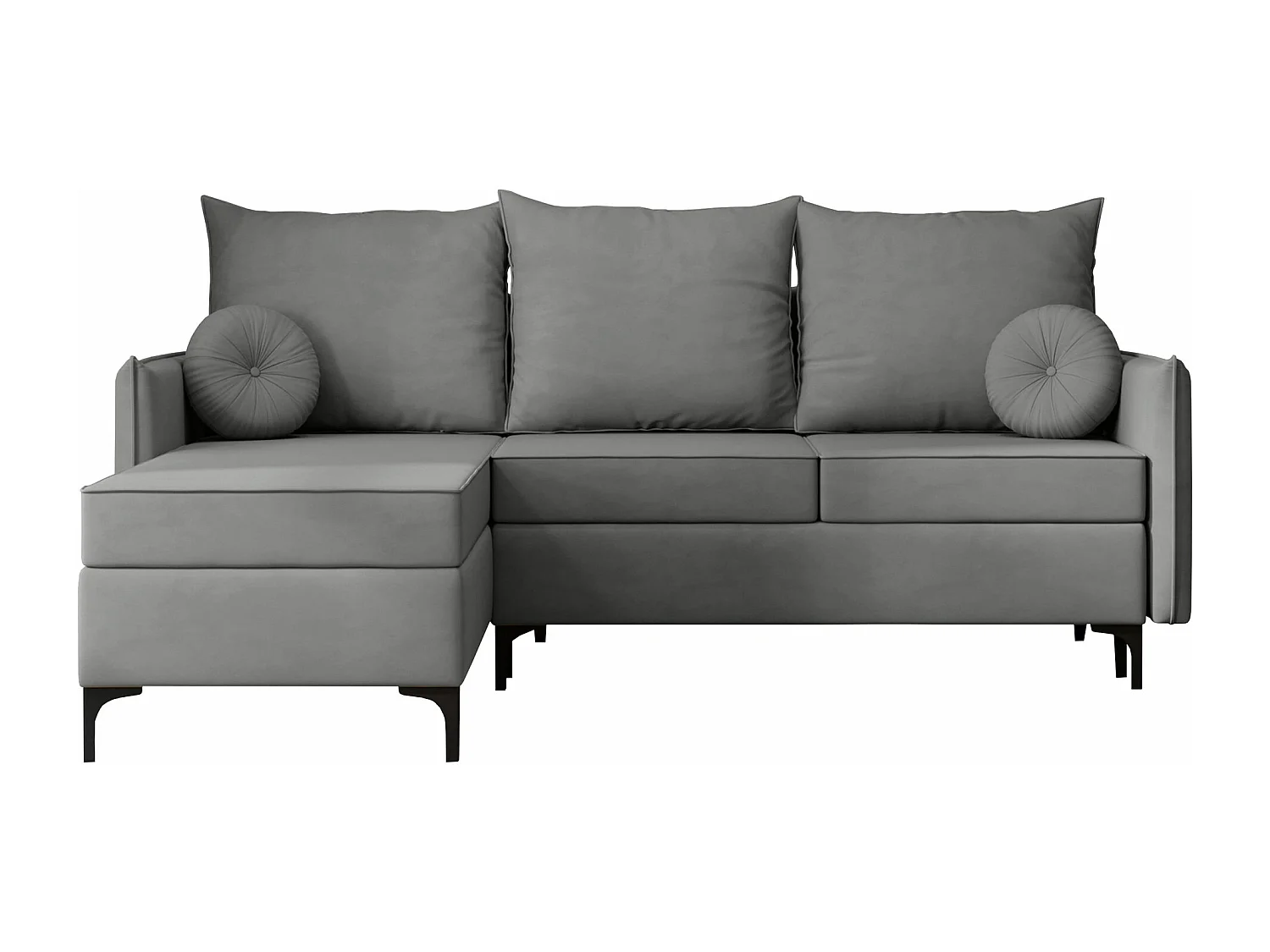 Canapé d'angle Clovis 112, Gris, Fonction de couchage, Boîte de literie, 213x168x101cm