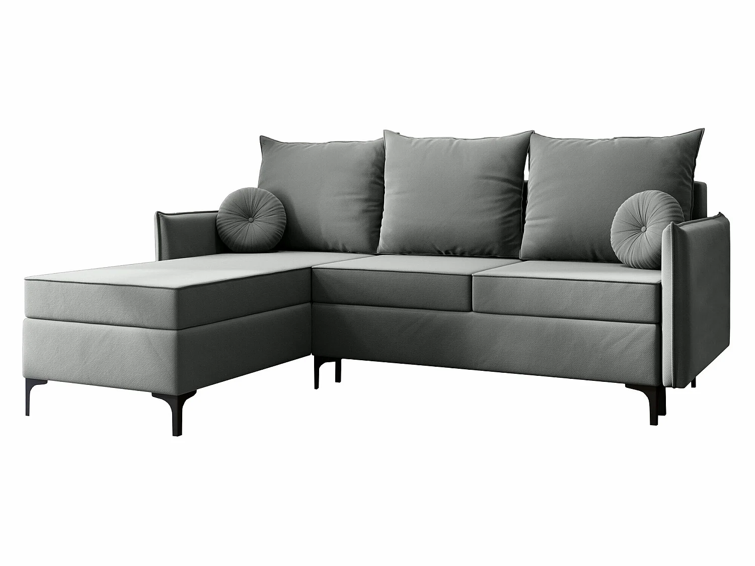 Canapé d'angle convertible 3 places en tissu gris CLOVIS