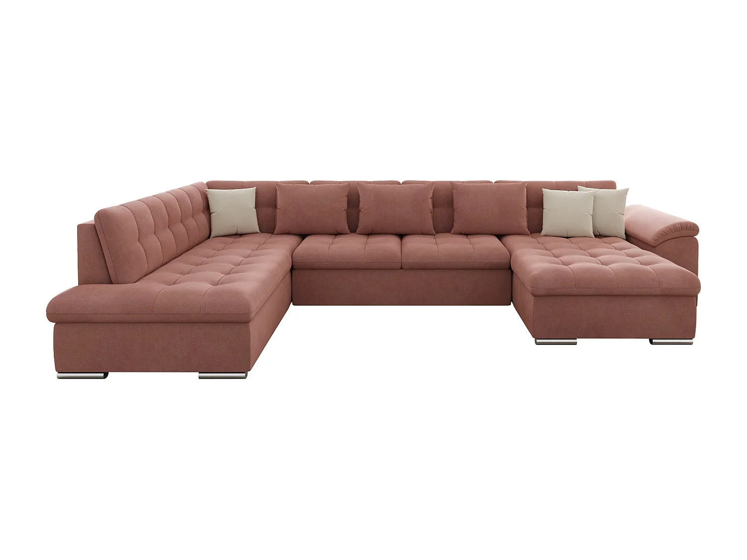 Sofá rinconero Comfivo Gemma, Rosa, Función de descanso, Almacenaje, 348x205x76cm