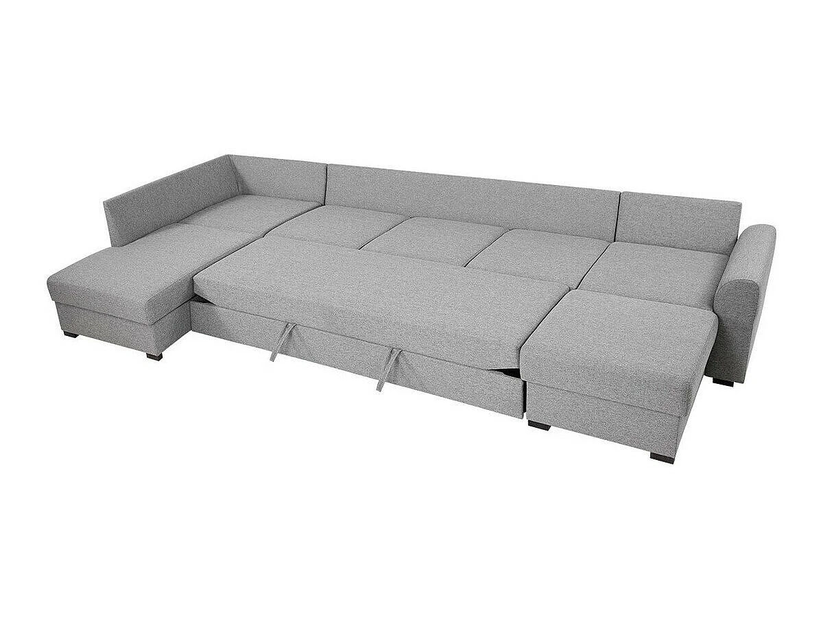 Canapé d'angle convertible 3 places en simili cuir gris