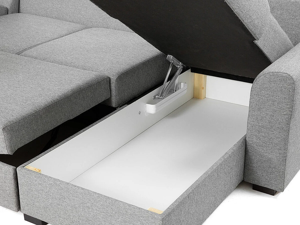 Canapé d'angle convertible 3 places en simili cuir gris