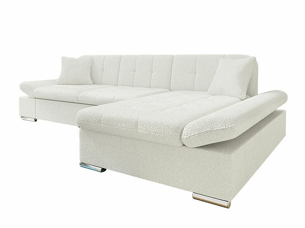 Canapé d'angle convertible 3 places en tissu blanc 278x161x76 cm
