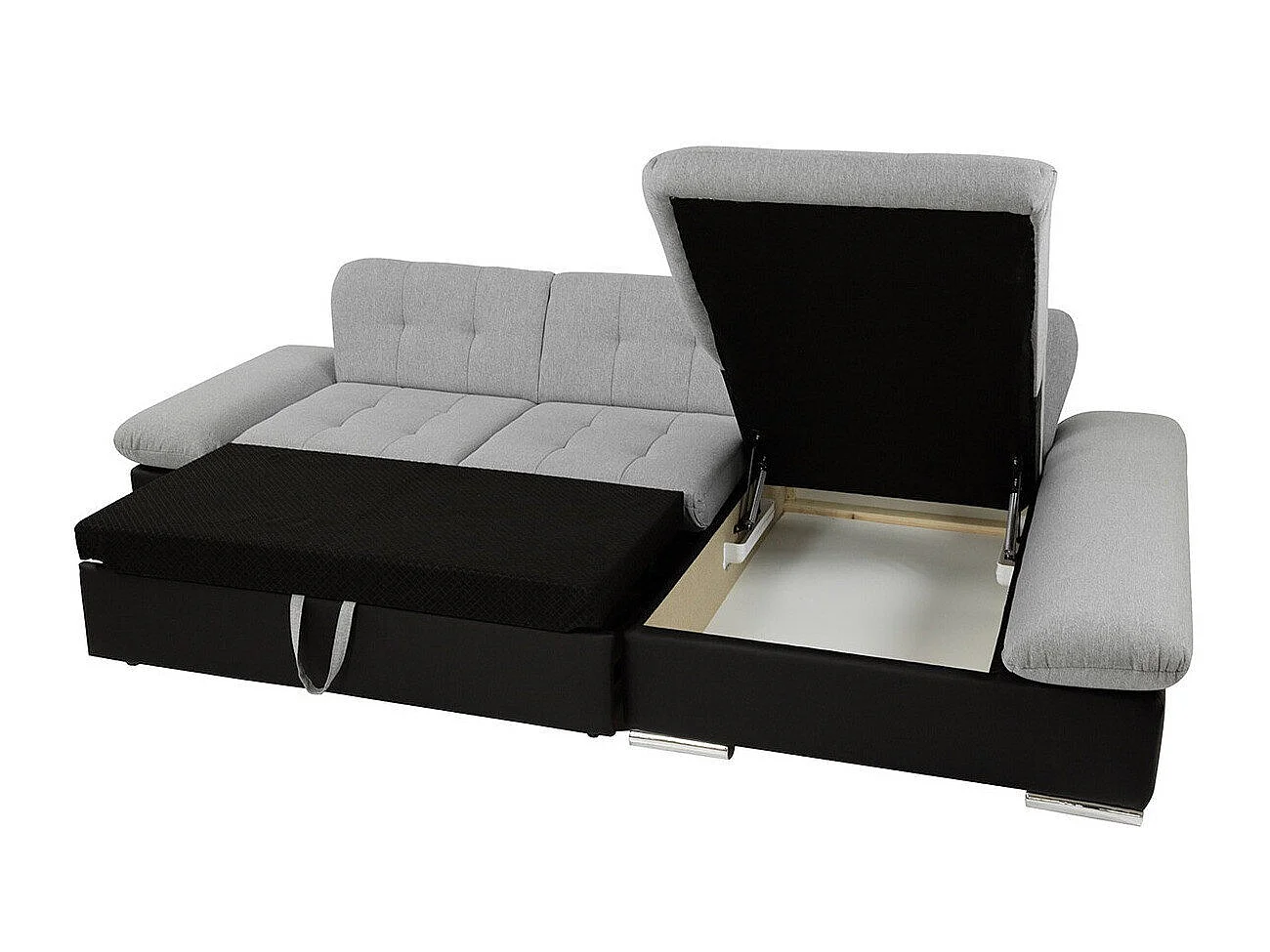 Canapé d'angle convertible 3 places en tissu blanc 278x161x76 cm