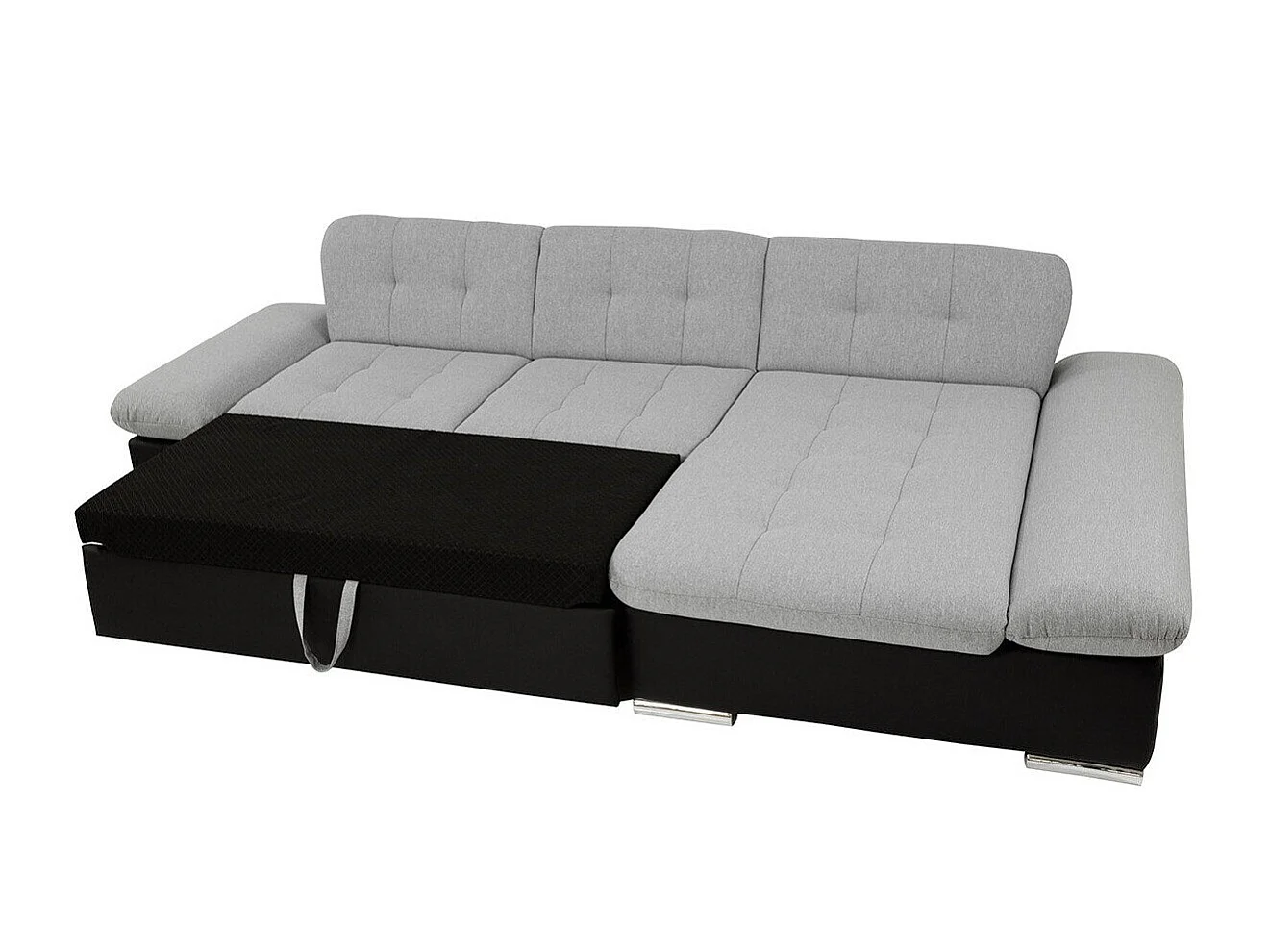 Canapé d'angle convertible 3 places en tissu blanc 278x161x76 cm