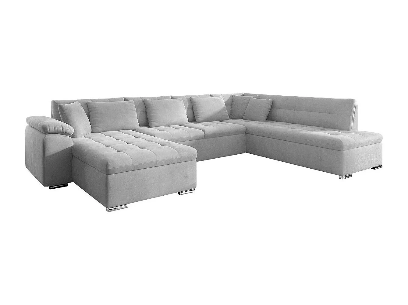 Sofá rinconero Comfivo 114, Gris, Función de descanso, Almacenaje, 348x205x76cm