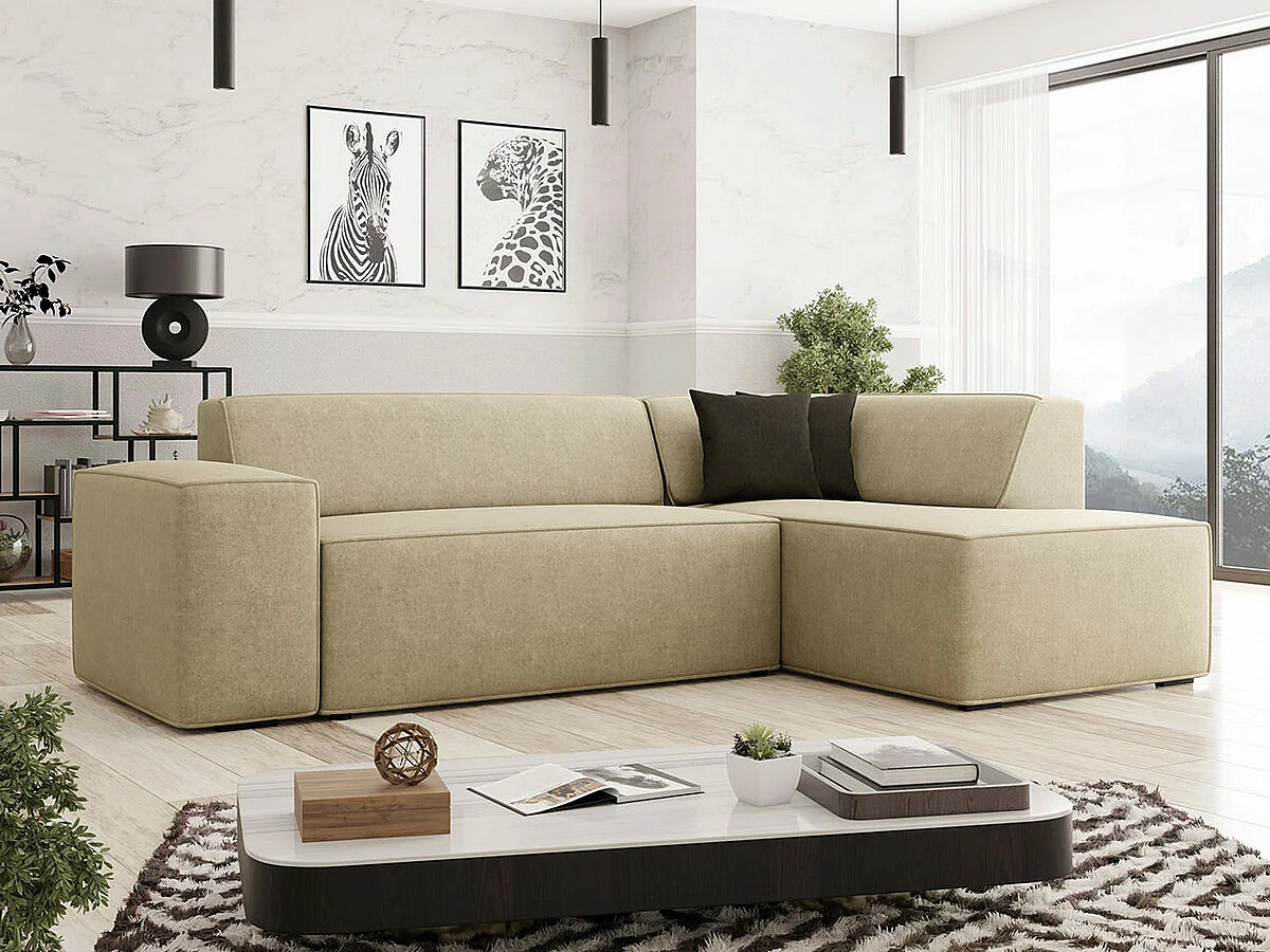 Sofá de canto Comfivo 289, Castanho claro, Funcionalidade de dormir