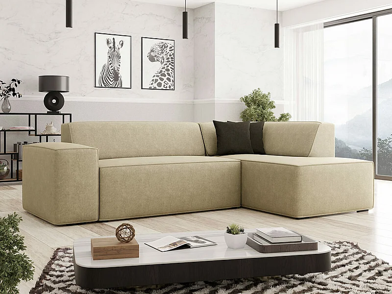 Sofá rinconero Comfivo 289, De color marrón claro, 267x205x73cm