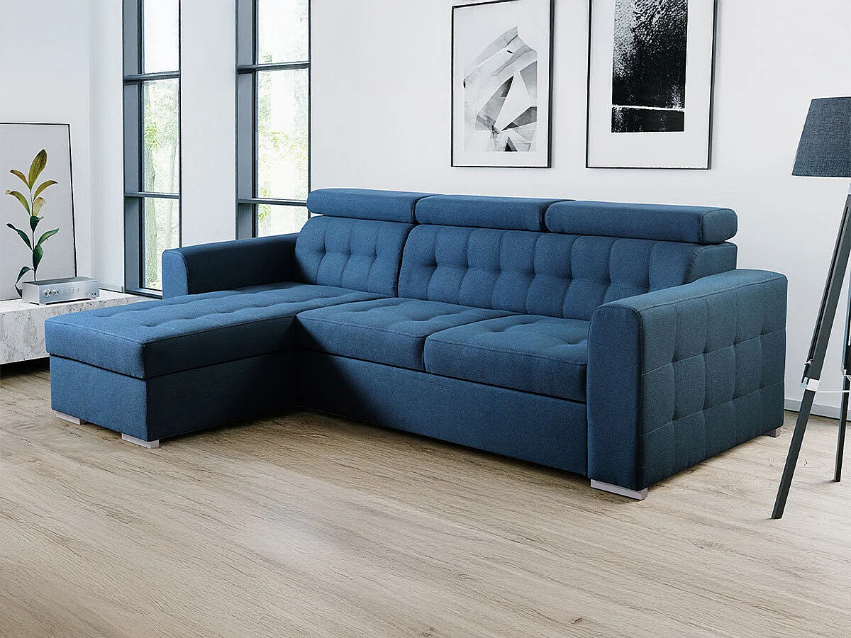 Canapé d'angle Temple 123, Bleu, Disponible, 265x175x87cm