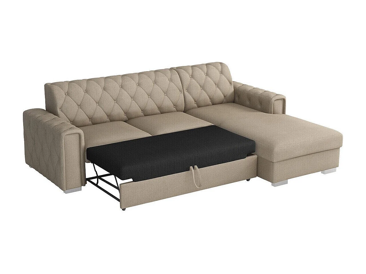 Sofá rinconero Columbus 203, De color marrón claro, Función de descanso, Almacenaje, 85cm