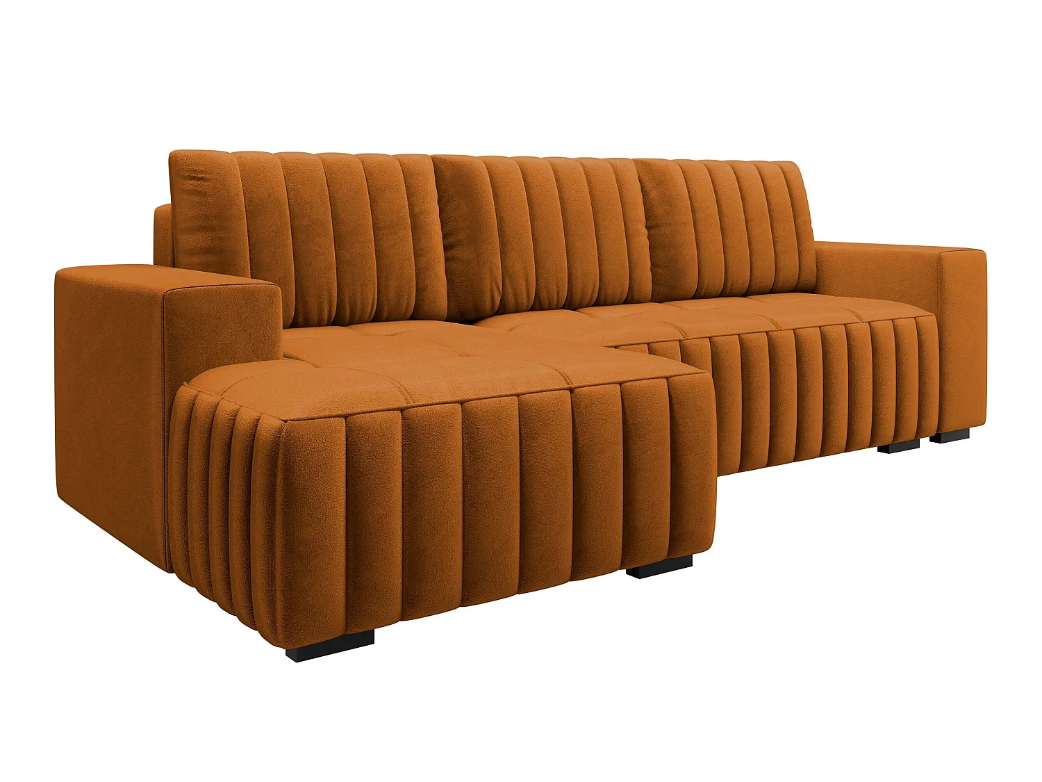 Canapé d'angle convertible 3 places en tissu rouge COLUMBUS