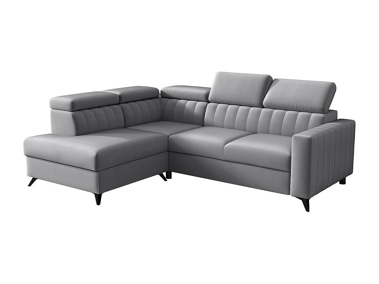 Sofá rinconero Columbus 202, Gris, Función de descanso, Almacenaje, 249x195x80cm